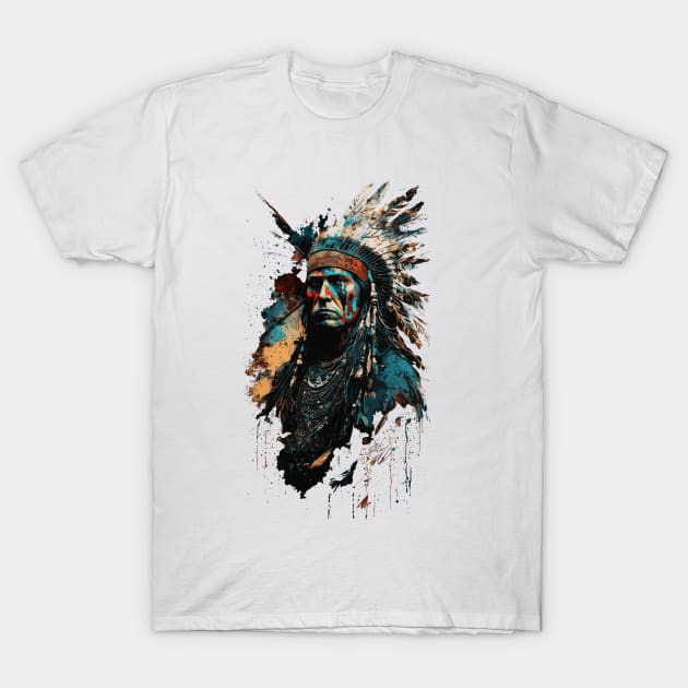 Native American Warrior V3 T-Shirt by Peter Awax